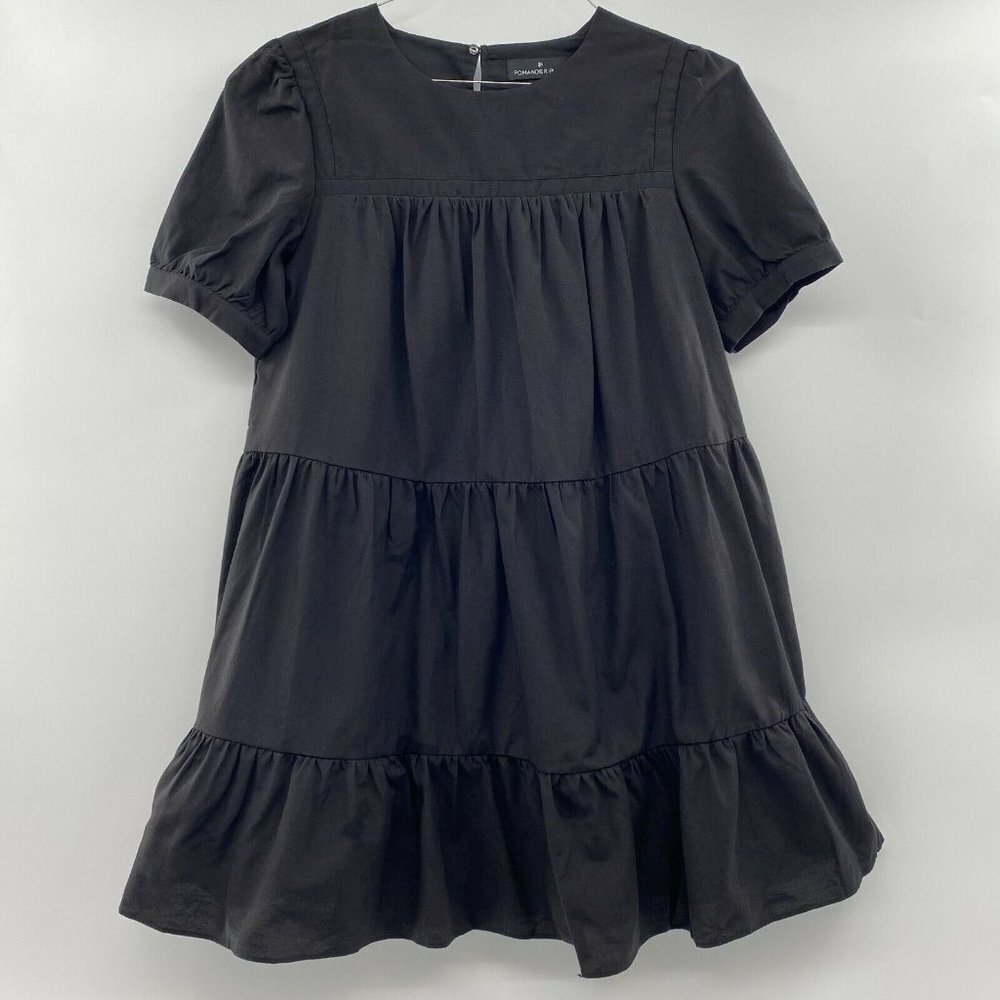 Pomander Place Tuckernuck Women's Quinn Dress Tier Mini Swing in Black sz S NWOT